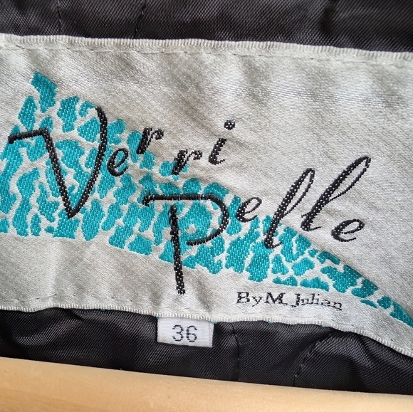 Vintage Verri Pelle By M. Julian Black Leather Bomber Jacket Size 36 - Picture 3 of 7